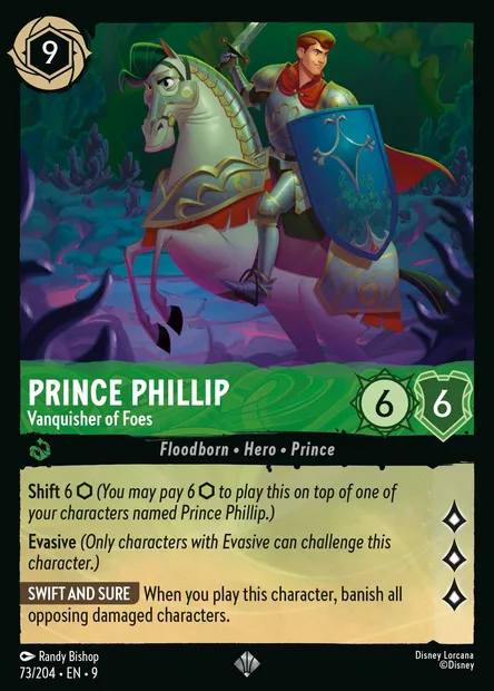 Prince Phillip - Vanquisher of Foes, Disney Lorcana card CH9-073 — Fabled set