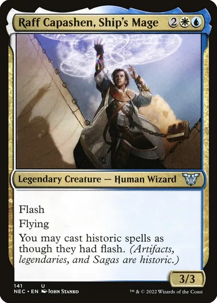 Raff Capashen, Ship's Mage, Magic card NEC 141 — Neon Dynasty Commander set