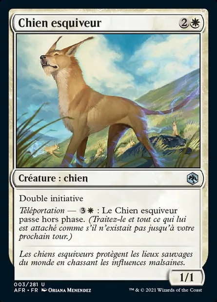 Chien esquiveur, carte Magic AFR 3 — extension Forgotten Realms: Aventures dans les Royaumes Oubliés