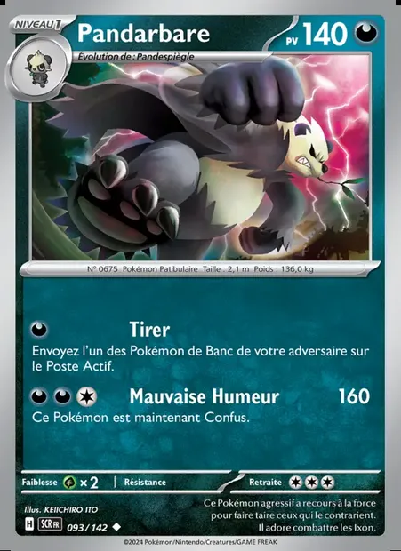 Pandarbare, carte Pokémon SCR 093 — extension Couronne Stellaire