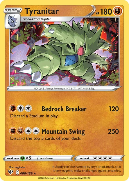 Tyranitar, Pokémon card DAA 88 — Darkness Ablaze set