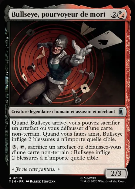Bullseye, pourvoyeur de mort, carte Magic MSH 209 — extension Marvel Super Heroes