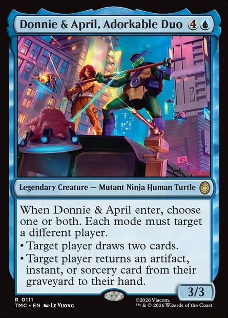 Donnie & April, Adorkable Duo, Magic card TMC 111 — Teenage Mutant Ninja Turtles Eternal set