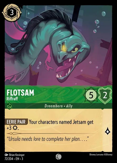 Flotsam - Riffraff, Disney Lorcana card CH3-072 — Into the Inklands set