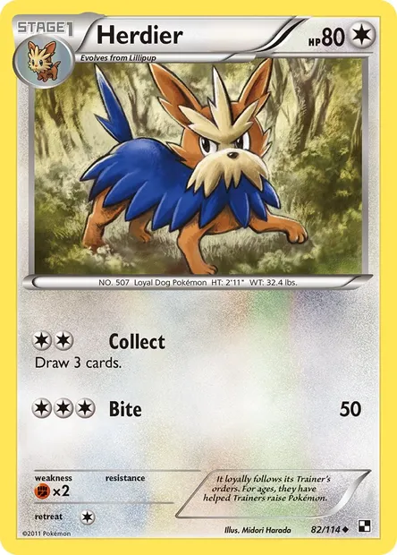 Herdier, Pokémon card BLW 82 — Black & White set