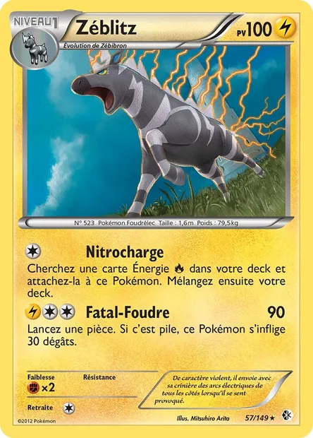 Zéblitz, carte Pokémon BCR 57 — extension Frontières Franchies