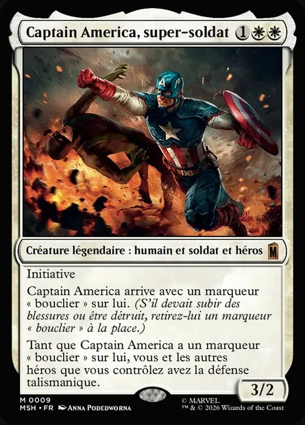 Captain America, super-soldat, carte Magic MSH 9 — extension Marvel Super Heroes