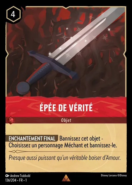Épée de vérité, carte Disney Lorcana CH1-136 — extension Premier Chapitre