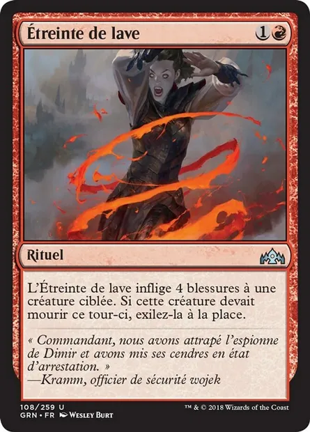 Étreinte de lave, carte Magic GRN 108 — extension Les Guildes de Ravnica