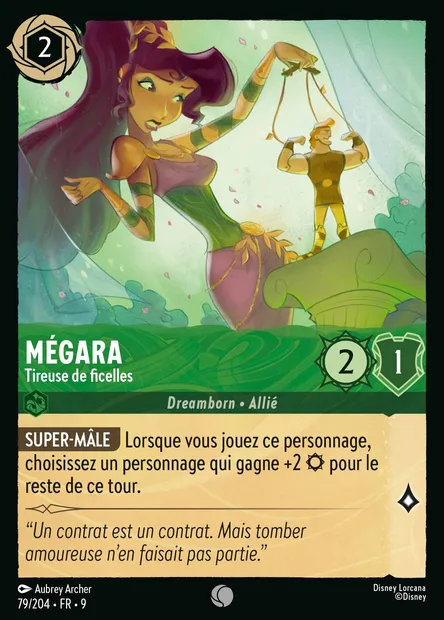 Mégara - Tireuse de ficelles, carte Disney Lorcana CH9-079 — extension Fabuleux