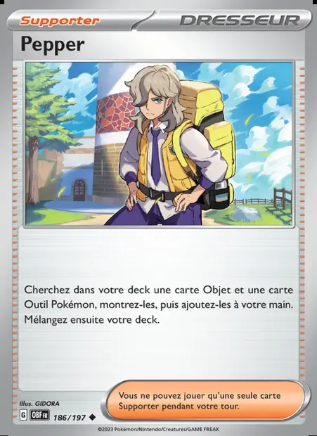 Pepper, carte Pokémon OBF 186 — extension Flammes Obsidiennes