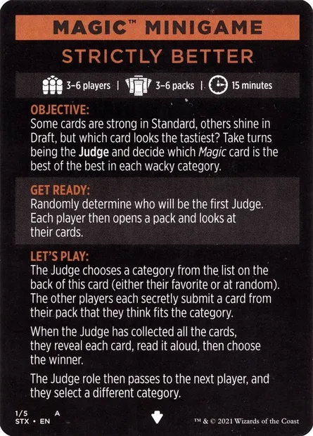 Strictly Better // Strictly Better (cont'd), carte Magic MSTX 1 — extension Strixhaven: School of Mages Minigames