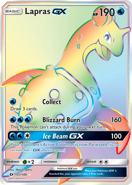 Lapras GX, Pokémon card SUM 151 — Sun & Moon set
