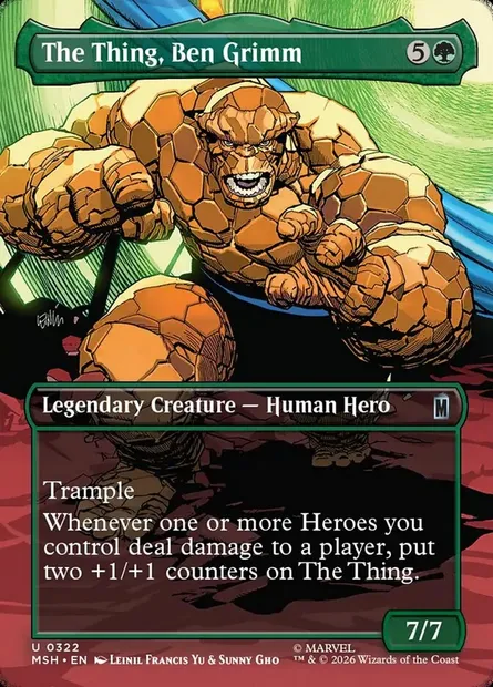 The Thing, Ben Grimm, Magic card MSH 322 — Marvel Super Heroes set