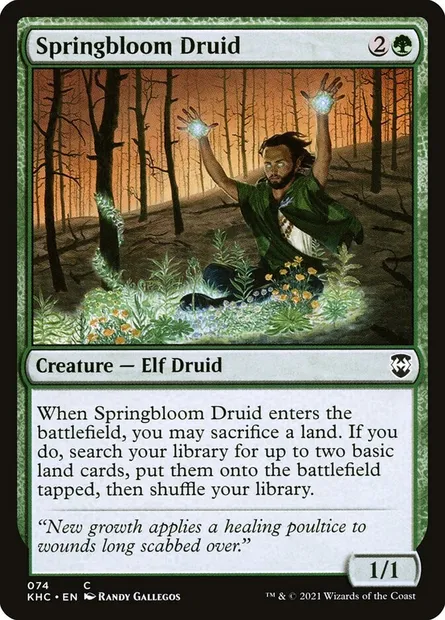 Springbloom Druid, Magic card KHC 74 — Kaldheim Commander set