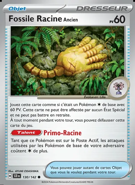 Fossile Racine Ancien, carte Pokémon SCR 130 — extension Couronne Stellaire
