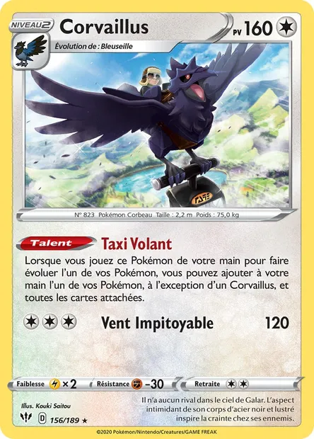 Corvaillus, carte Pokémon DAA 156 — extension Ténèbres Embrasées