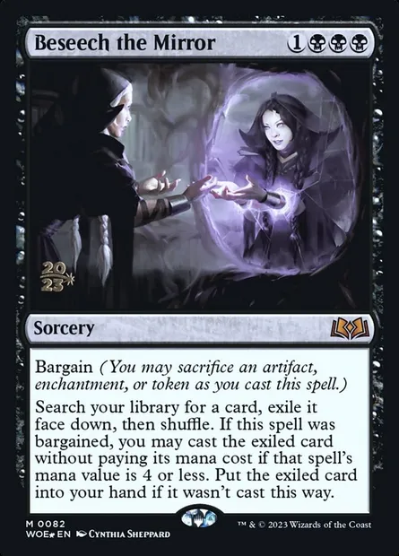 Implorer le miroir, carte Magic PWOE 82s — extension Wilds of Eldraine Promos