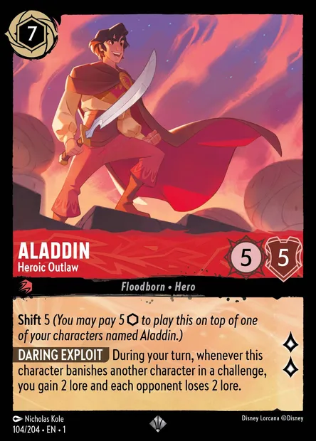 Aladdin - Heroic Outlaw, Disney Lorcana card CH1-104 — The First Chapter set