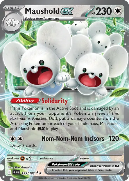 Maushold ex, Pokémon card PAR 155 — Paradox Rift set