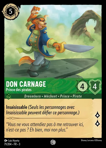 Don Carnage - Prince des pirates, carte Disney Lorcana CH3-071 — extension Les Terres d'Encres