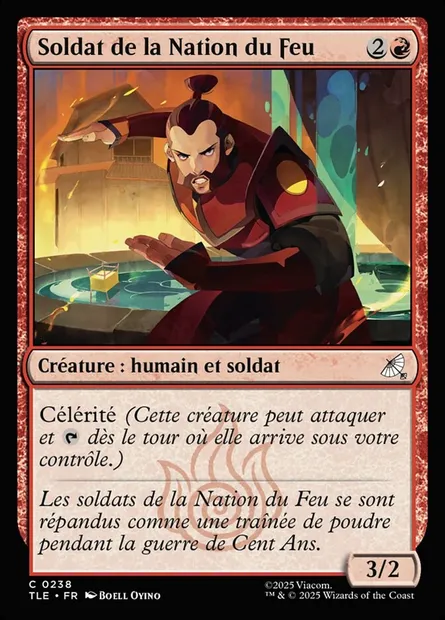 Soldat de la Nation du Feu, carte Magic TLE 238 — extension Avatar: The Last Airbender Eternal