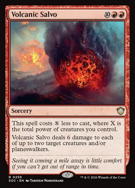 Volcanic Salvo, Magic card SOC 259 — Secrets of Strixhaven Commander set