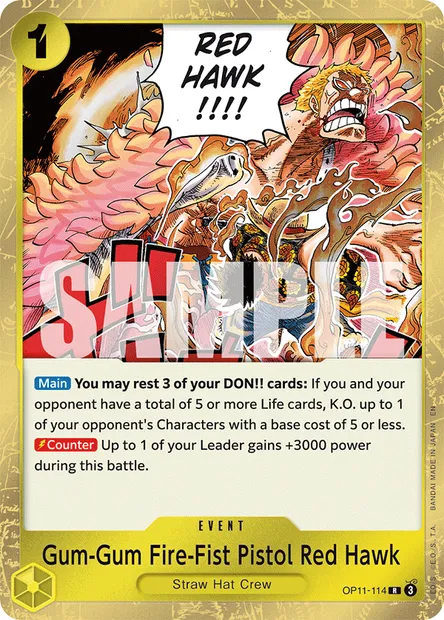Gum-Gum Fire-Fist Pistol Red Hawk, One Piece card OP11-114 — A FIST OF DIVINE SPEED set