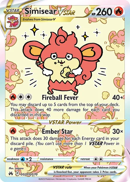 Simisear VSTAR, Pokémon card CRZ GG37 — Crown Zenith set