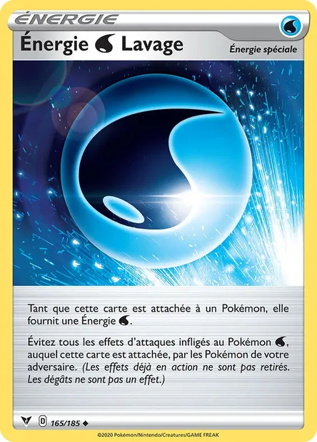 Énergie Water Lavage, carte Pokémon VIV 165 — extension Voltage Éclatant