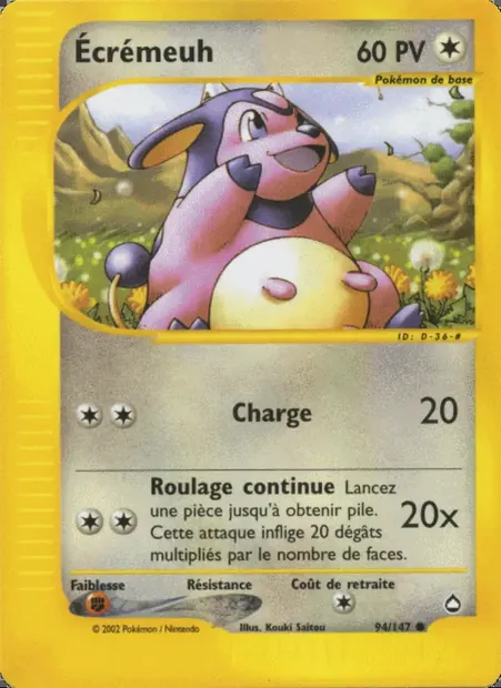 Écrémeuh, carte Pokémon AQ 94 — extension Aquapolis