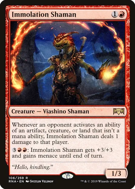 Immolation Shaman, Magic card RNA 106 — Ravnica Allegiance set
