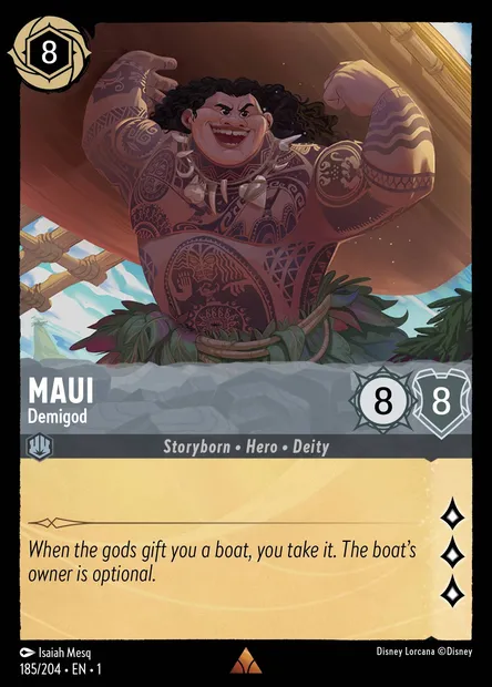 Maui - Demigod, Disney Lorcana card CH1-185 — The First Chapter set