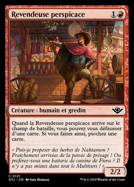 Revendeuse perspicace, carte Magic OTJ 121 — extension Outlaws of Thunder Junction