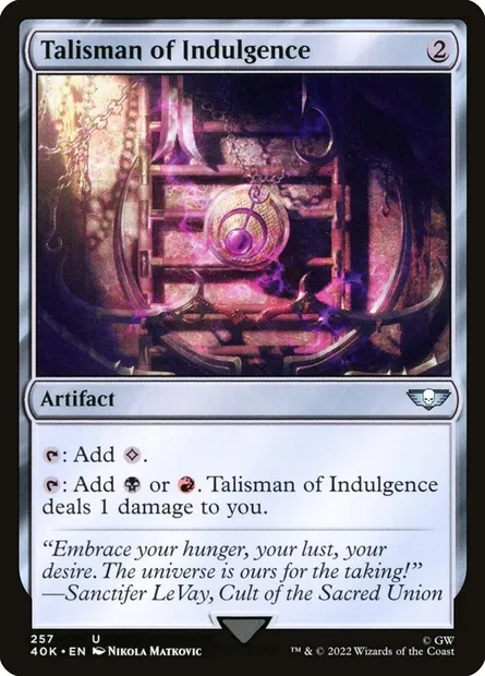 Talisman d'indulgence, carte Magic 40K 257 — extension Warhammer 40,000 Commander
