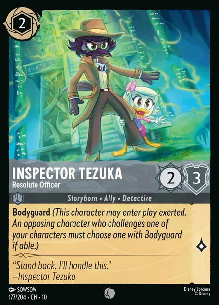 Inspector Tezuka - Resolute Officer, Disney Lorcana card CH10-177 — Whispers in the Well set