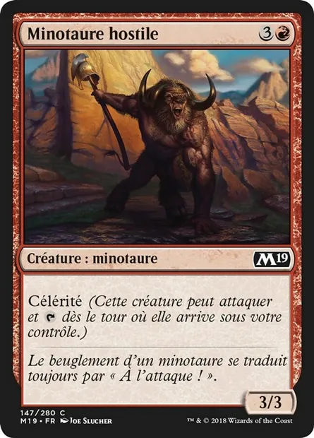 Minotaure hostile, carte Magic M19 147 — extension Core Set 2019