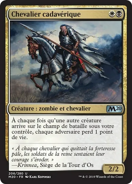 Chevalier cadavérique, carte Magic M20 206 — extension Core Set 2020