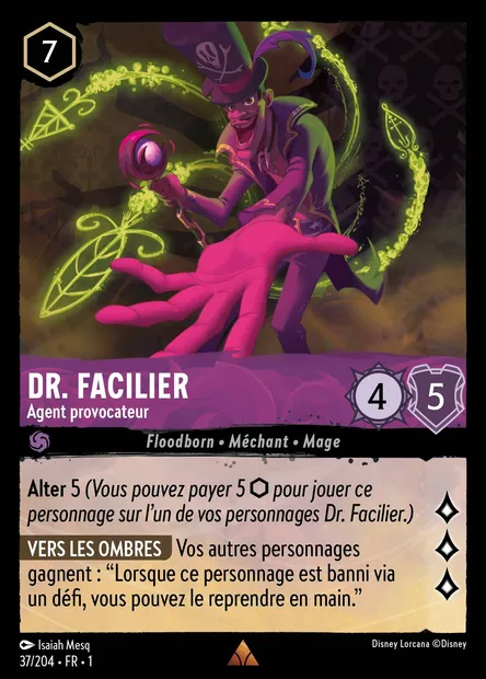 Dr. Facilier - Agent provocateur, carte Disney Lorcana CH1-037 — extension Premier Chapitre
