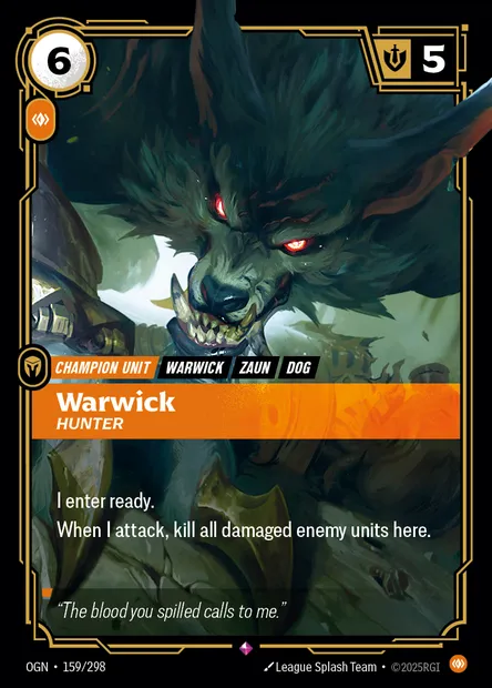 Warwick, Riftbound card OGN 159 — Origins set