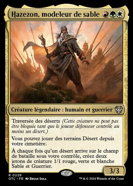 Hazezon, modeleur de sable, carte Magic OTC 229 — extension Outlaws of Thunder Junction Commander