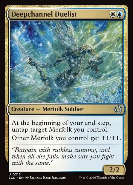 Deepchannel Duelist, Magic card ECL 213 — Lorwyn Eclipsed set