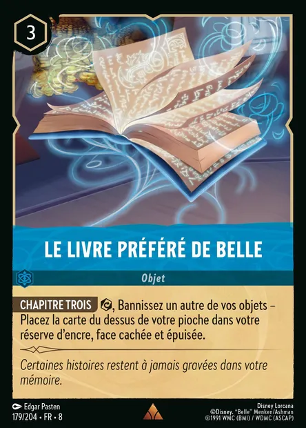 Le livre préféré de Belle, carte Disney Lorcana CH8-179 — extension Le Règne de Jafar
