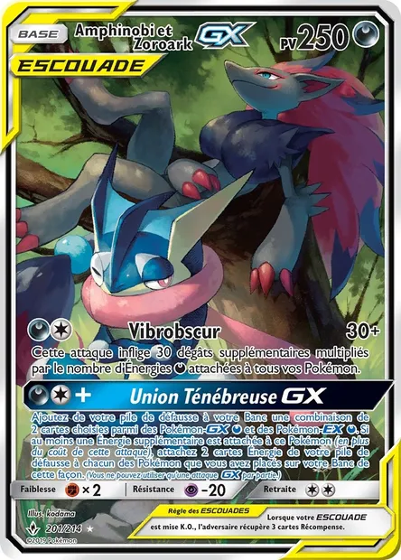 Amphinobi et Zoroark GX, carte Pokémon UNB 201 — extension Alliance Infaillible