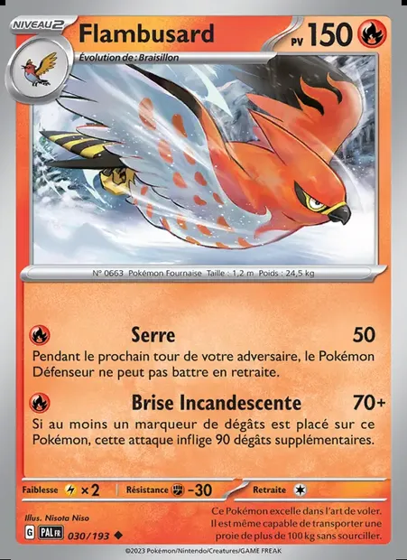 Flambusard, carte Pokémon PAL 030 — extension Évolutions à Paldea