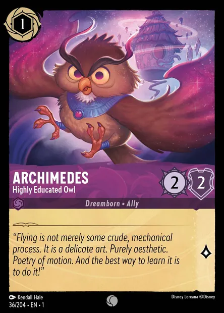 Archimedes - Highly Educated Owl, Disney Lorcana card CH1-036 — The First Chapter set