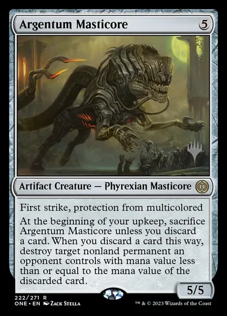 Argentum Masticore, Magic card PONE 222p — Phyrexia: All Will Be One Promos set