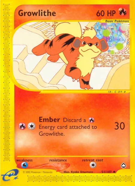 Growlithe, Pokémon card AQ 51 — Aquapolis set