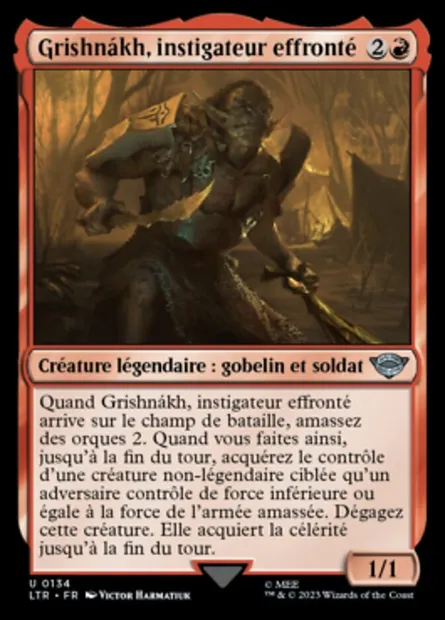 Grishnákh, instigateur effronté, carte Magic LTR 134 — extension Le Seigneur des Anneaux : chroniques de la Terre du Milieu