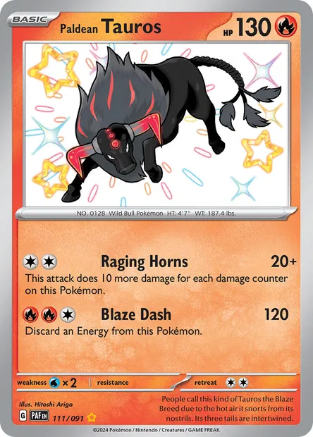 Paldean Tauros, Pokémon card PAF 111 — Paldean Fates set